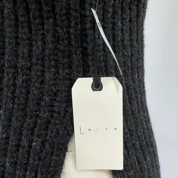 New Leith Chunky Knit Mock Neck Side Slit Sweater Black Multi Size XXS - Picture 14 of 16